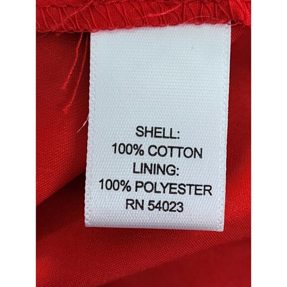 Banana Republic Sleeveless Eyelet Fit & Flare Dress Size 14 Red Blue Overlay - Picture 4 of 9